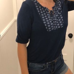 Blue blouse with front tie